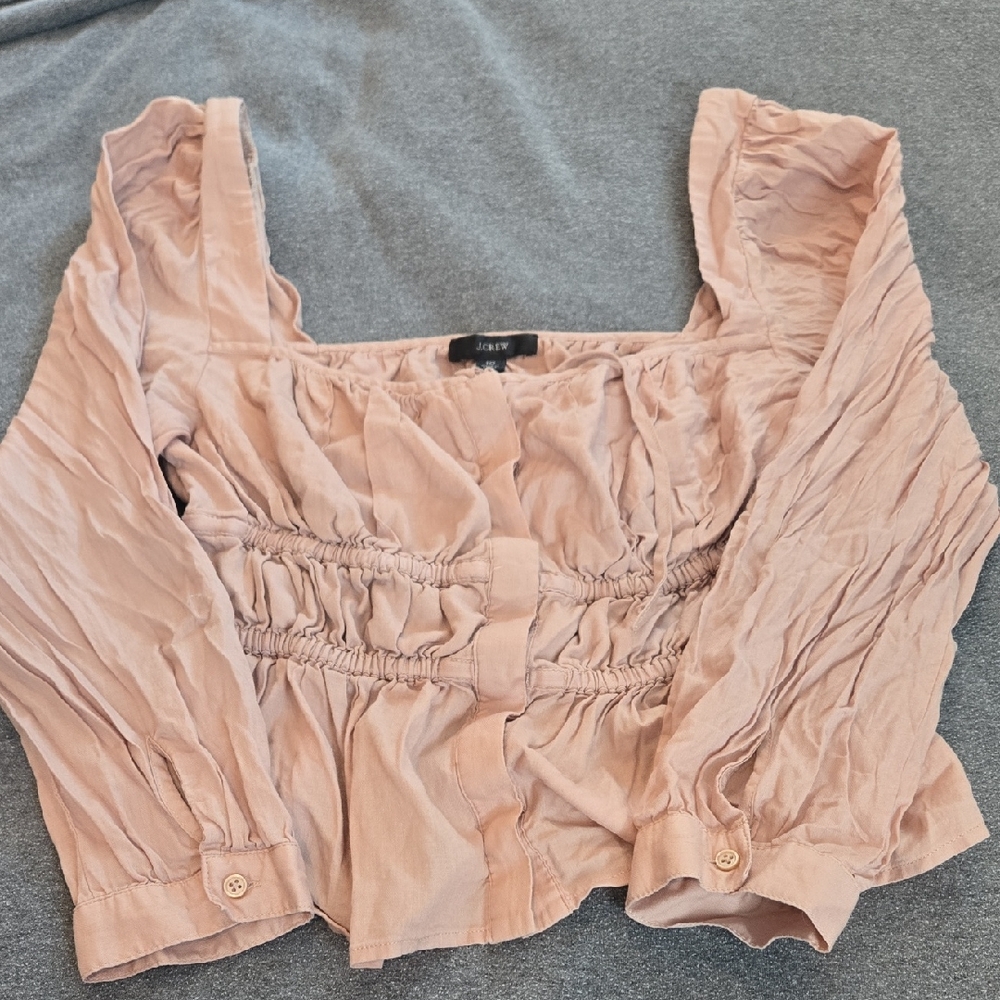 J. Crew Tan Ruched Blouse